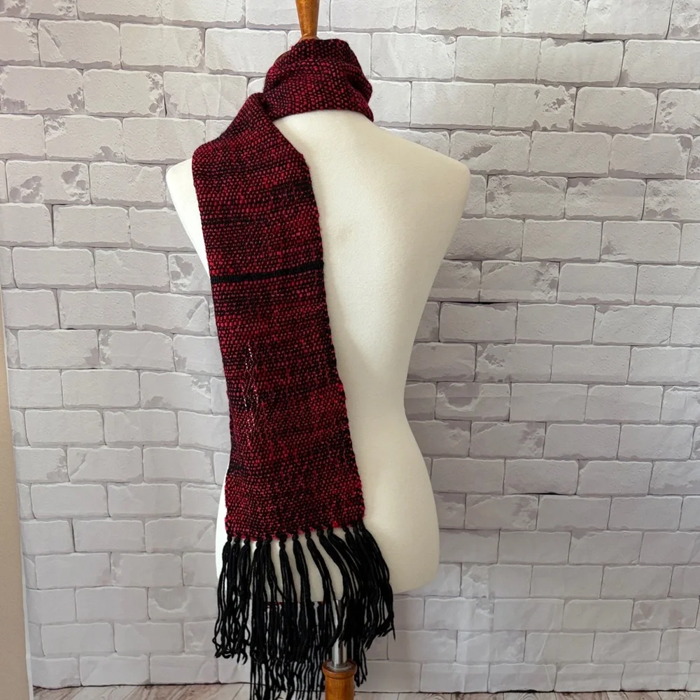 Red and Black Woven Scarf